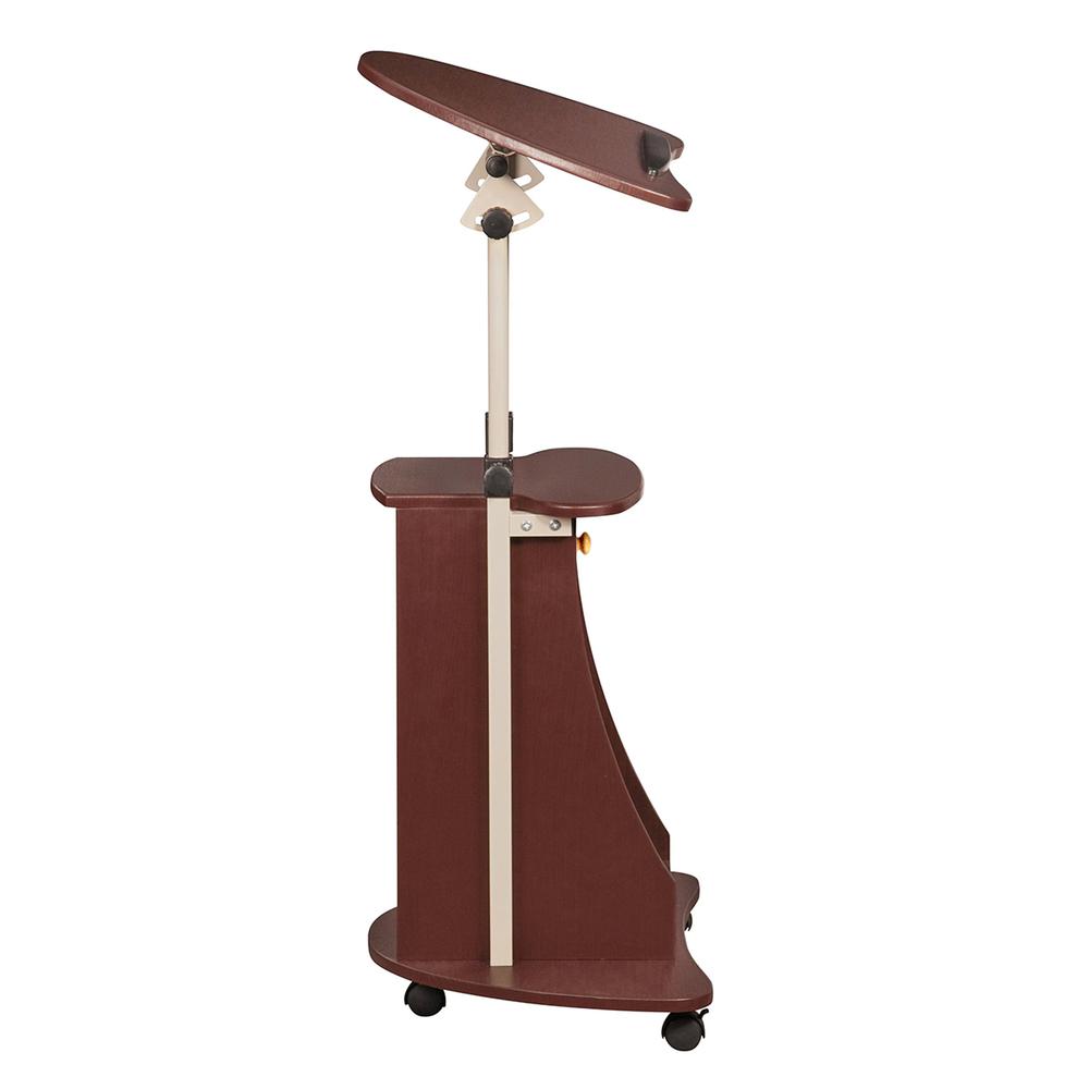 Rolling Adjustable Laptop Cart With Storage. Color: Chocolate. Picture 4