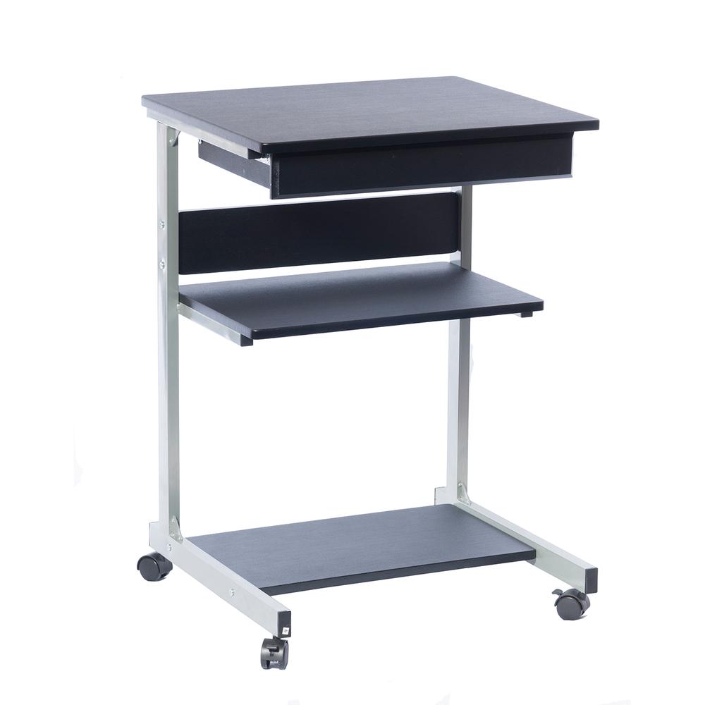 Rolling Laptop Cart with Storage. Color: Graphite. Picture 1