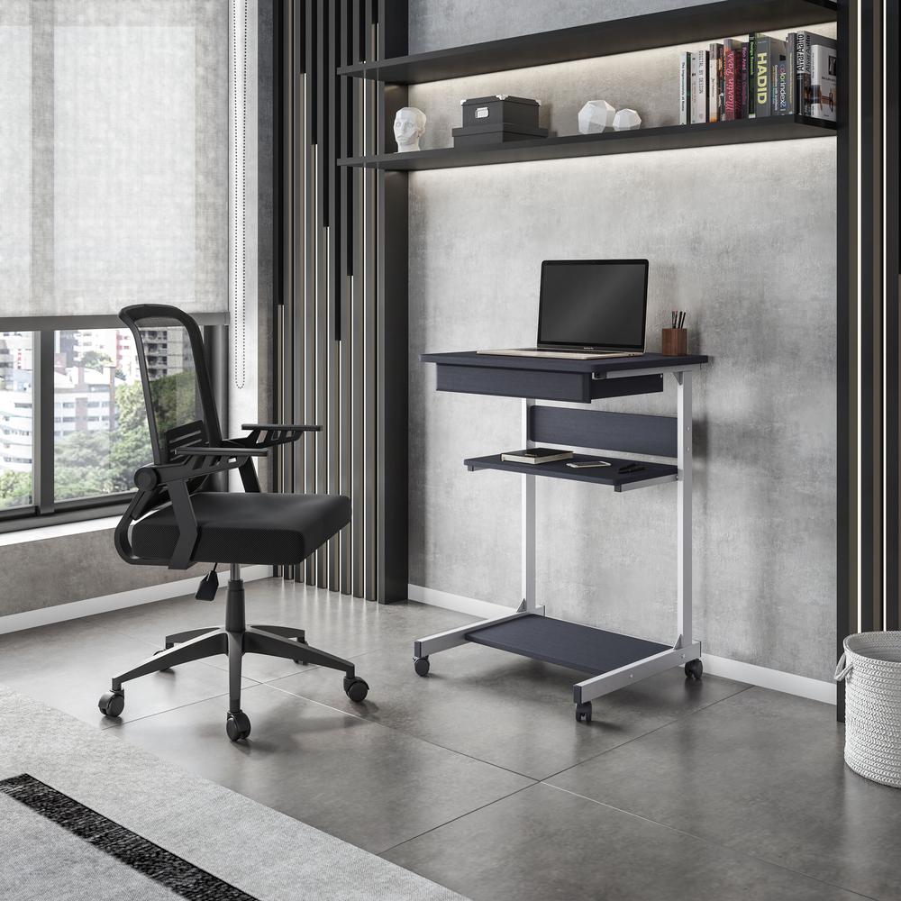 Rolling Laptop Cart with Storage. Color: Graphite. Picture 6