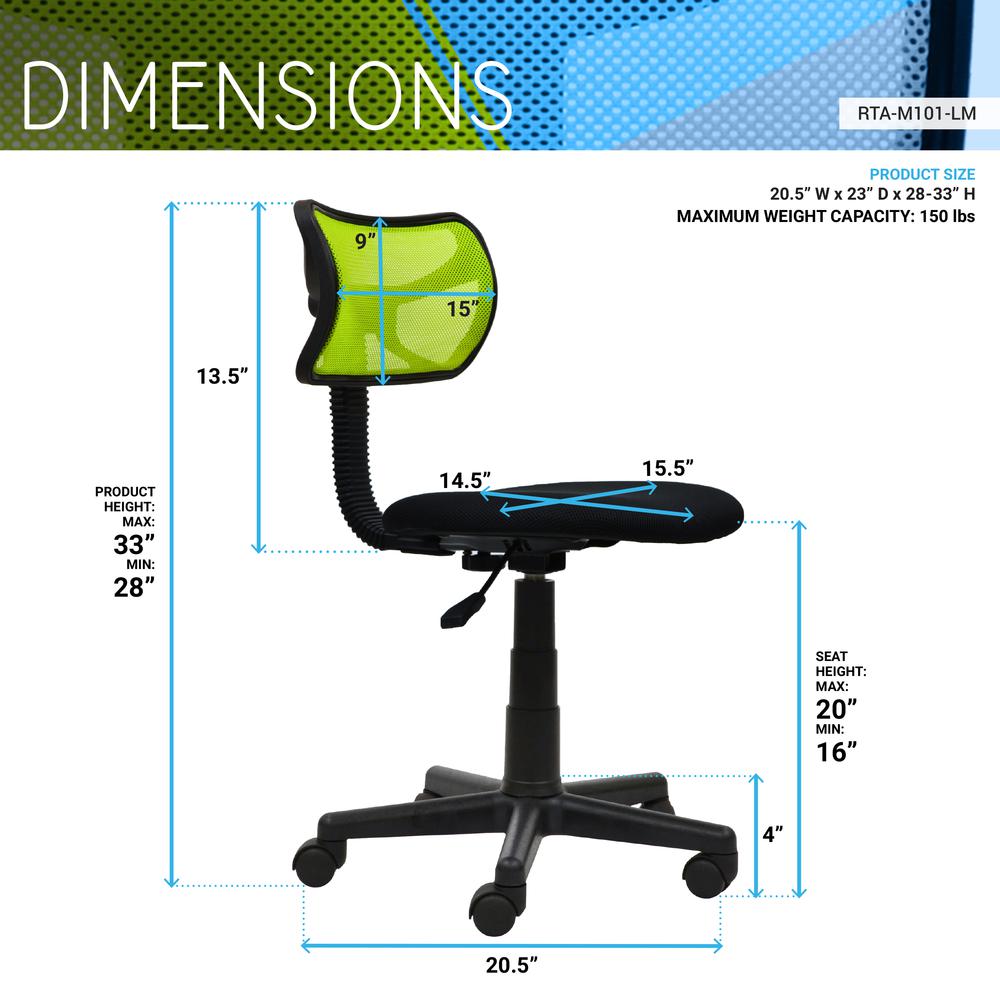 Student Mesh Task Office Chair. Color: Lime. Picture 7
