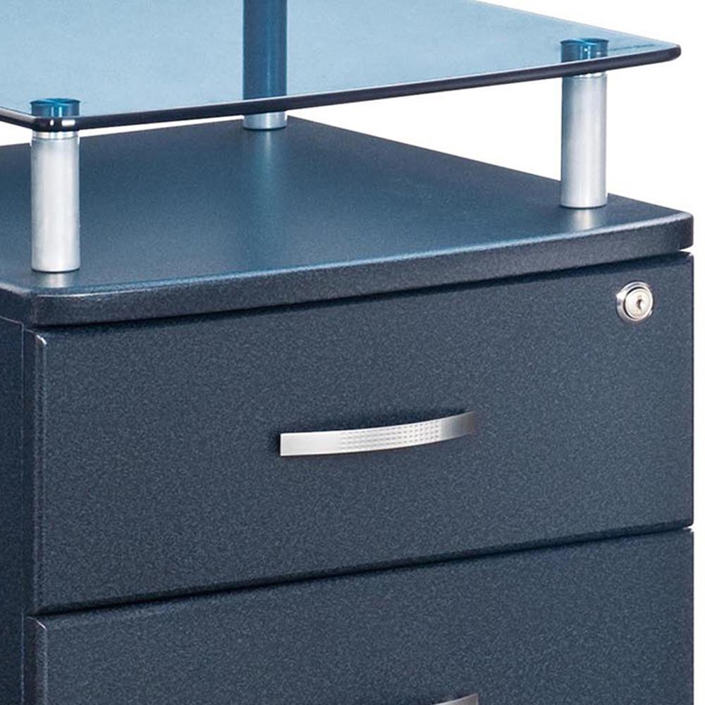 Rolling File Cabinet With Glass Top. Color: Graphite. Picture 4