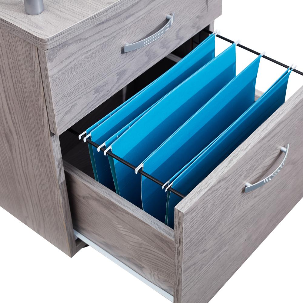 Techni Mobili Rolling File Cabinet with Glass Top, Grey. Picture 4