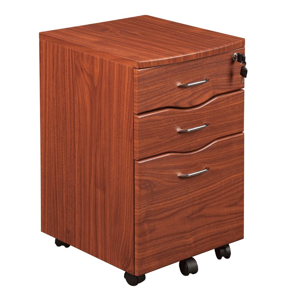Rolling storage and File Cabinet. Color: Mahogany. Picture 1
