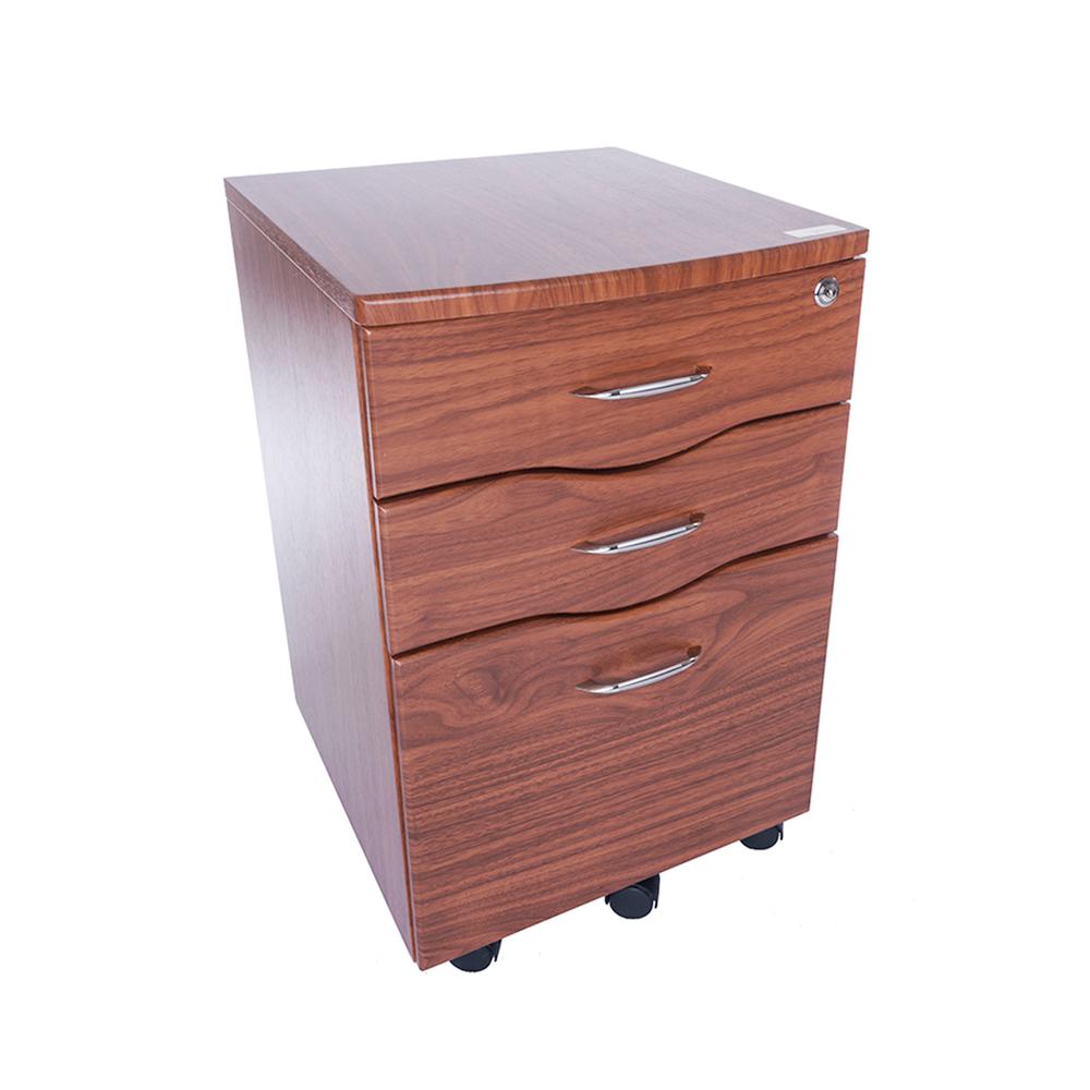 Rolling storage and File Cabinet. Color: Mahogany. Picture 2