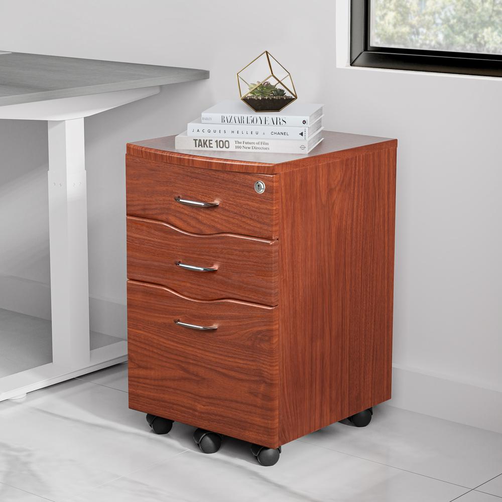 Rolling storage and File Cabinet. Color: Mahogany. Picture 6