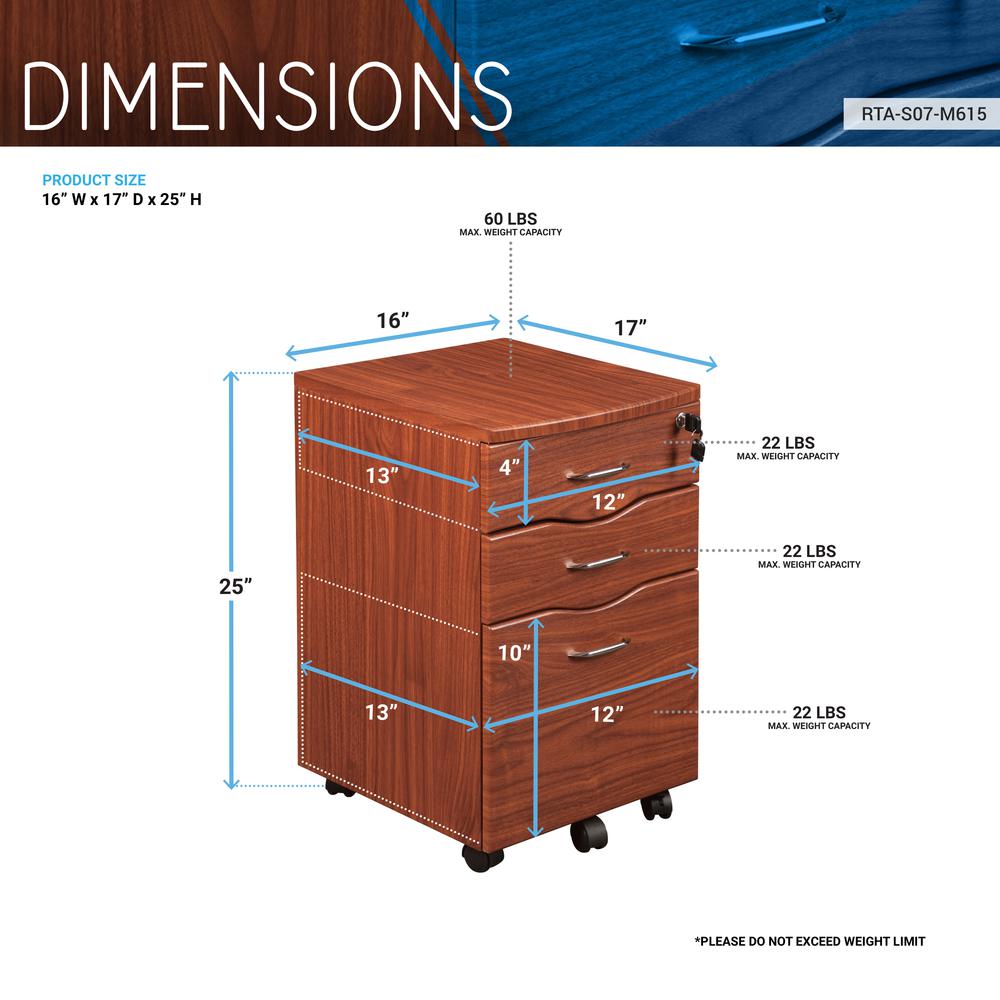 Rolling storage and File Cabinet. Color: Mahogany. Picture 8