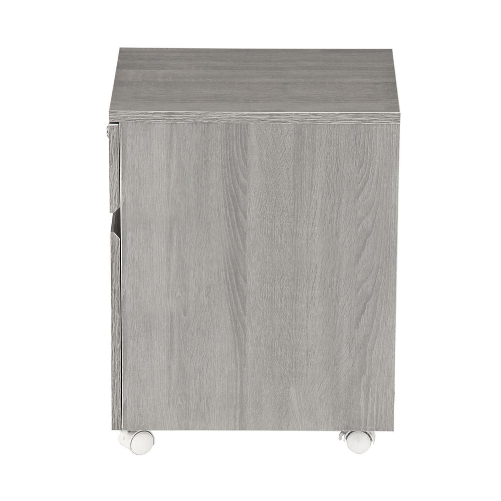 Rolling two Drawer Vertical Filing Cabinet with Lock and Storage, Grey. Picture 6