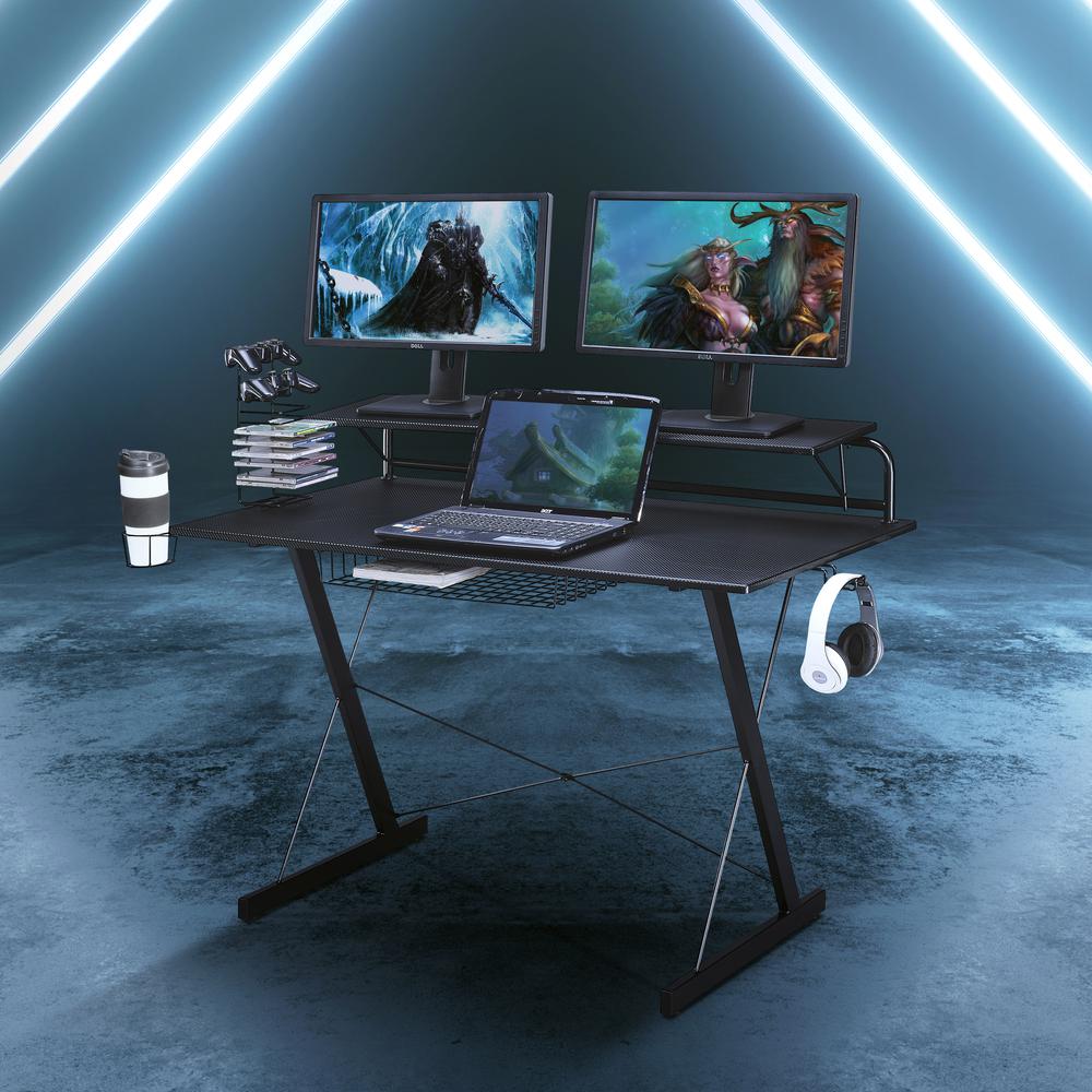 Gaming Computer Desk Setup with Organizers. Picture 9