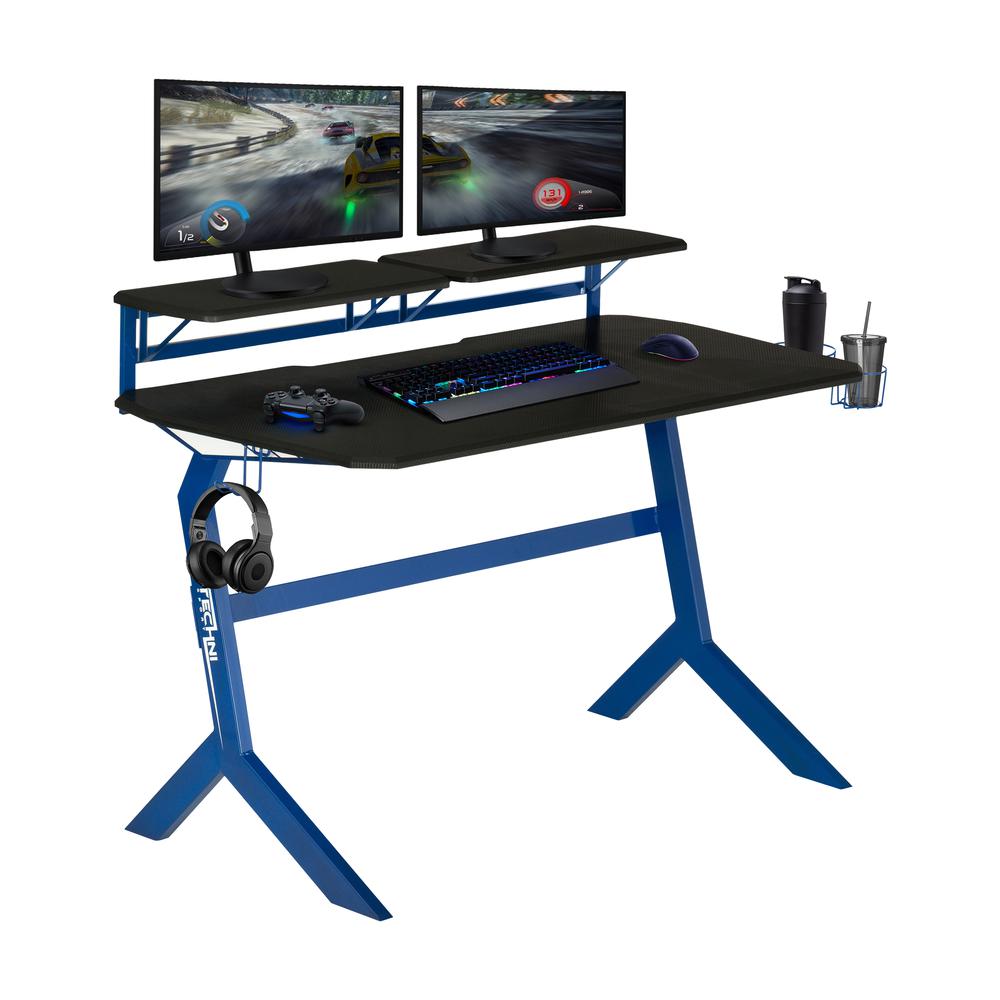 Techni Sport Blue Stryker Gaming Desk, Blue. Picture 6