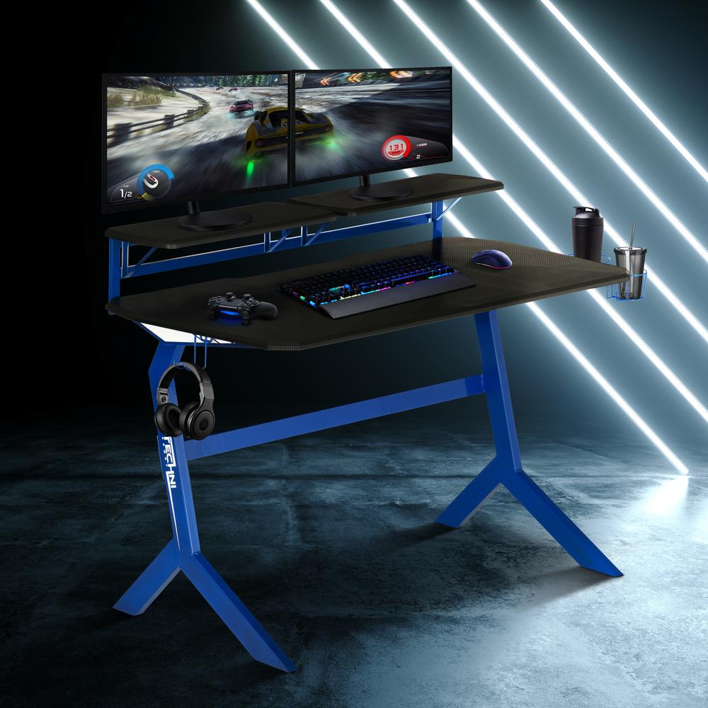 Techni Sport Blue Stryker Gaming Desk, Blue. Picture 8
