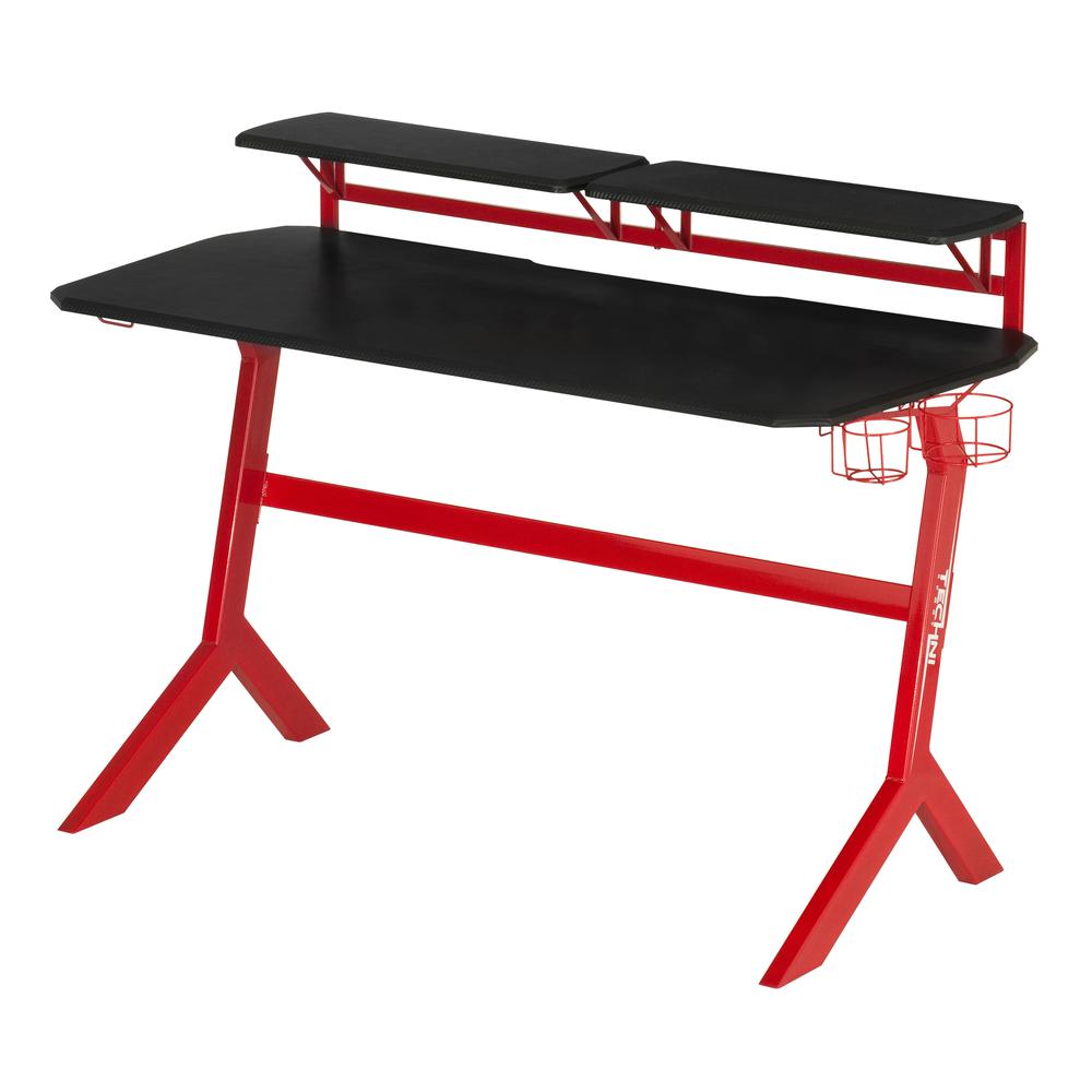Techni Sport Red Stryker Gaming Desk, Red. Picture 5