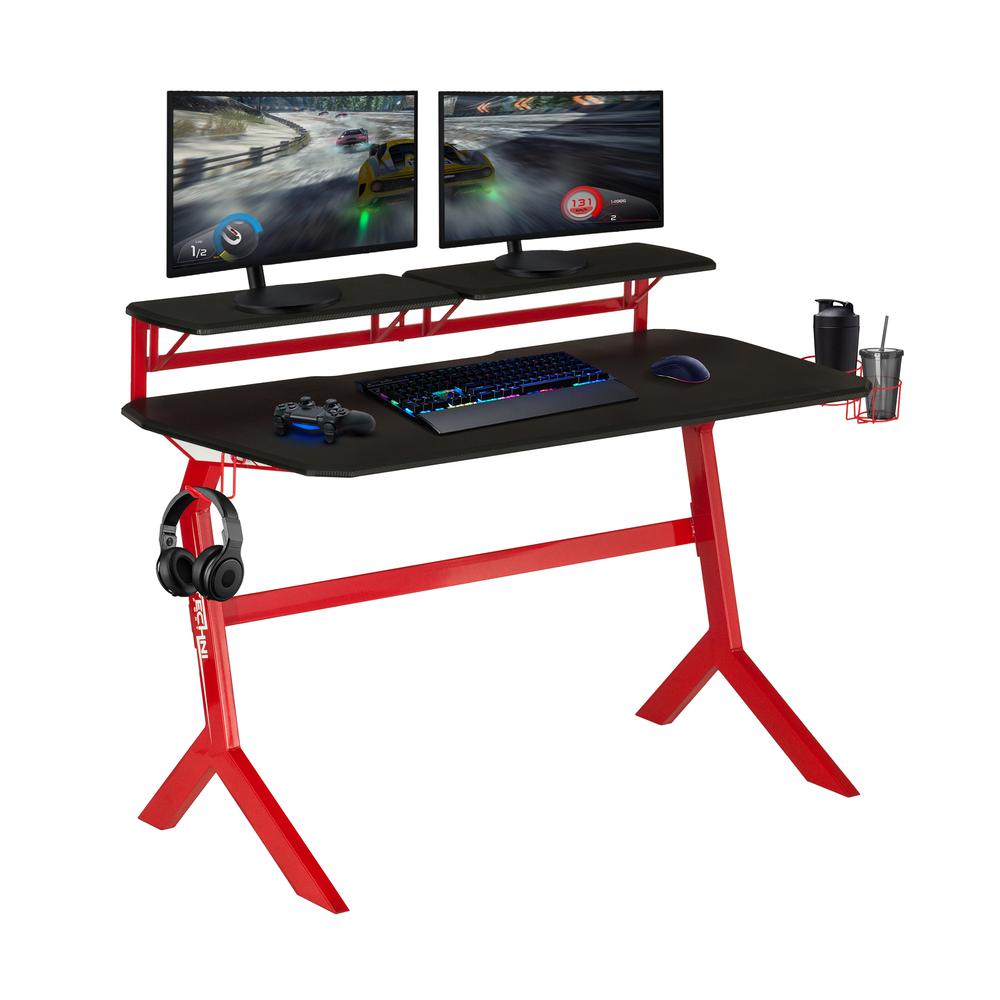 Techni Sport Red Stryker Gaming Desk, Red. Picture 6