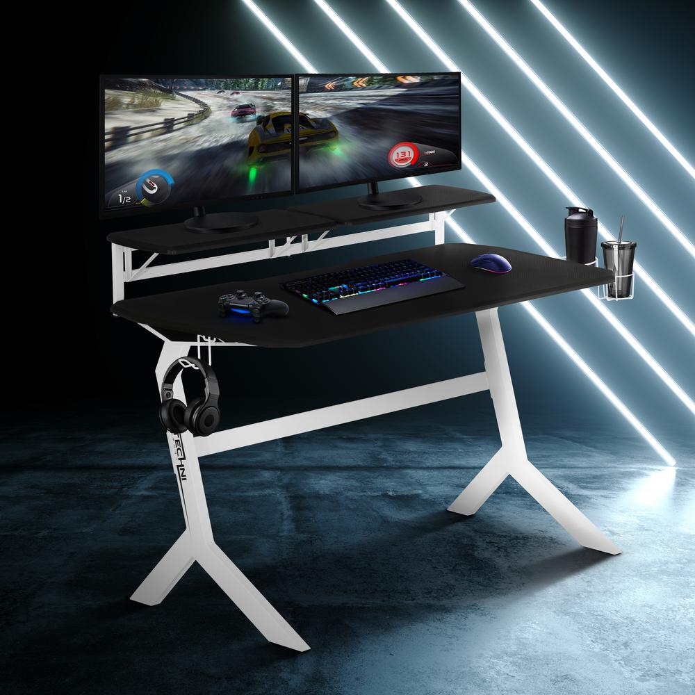 Techni Sport White Stryker Gaming Desk, White. Picture 10