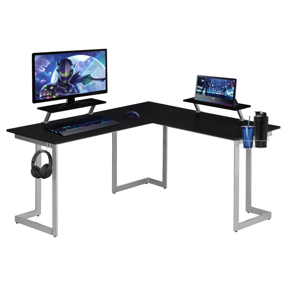 Techni Sport Warrior L-Shaped Gaming Desk, Black. Picture 7