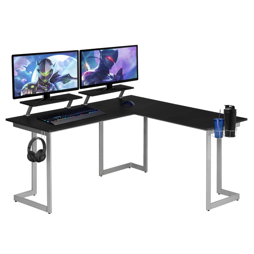 Techni Sport Warrior L-Shaped Gaming Desk, Black. Picture 13