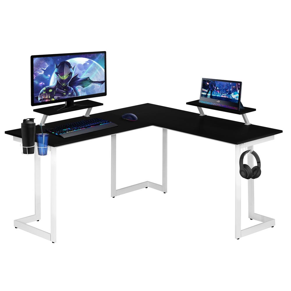 Techni Sport Warrior L-Shaped Gaming Desk, White. Picture 7