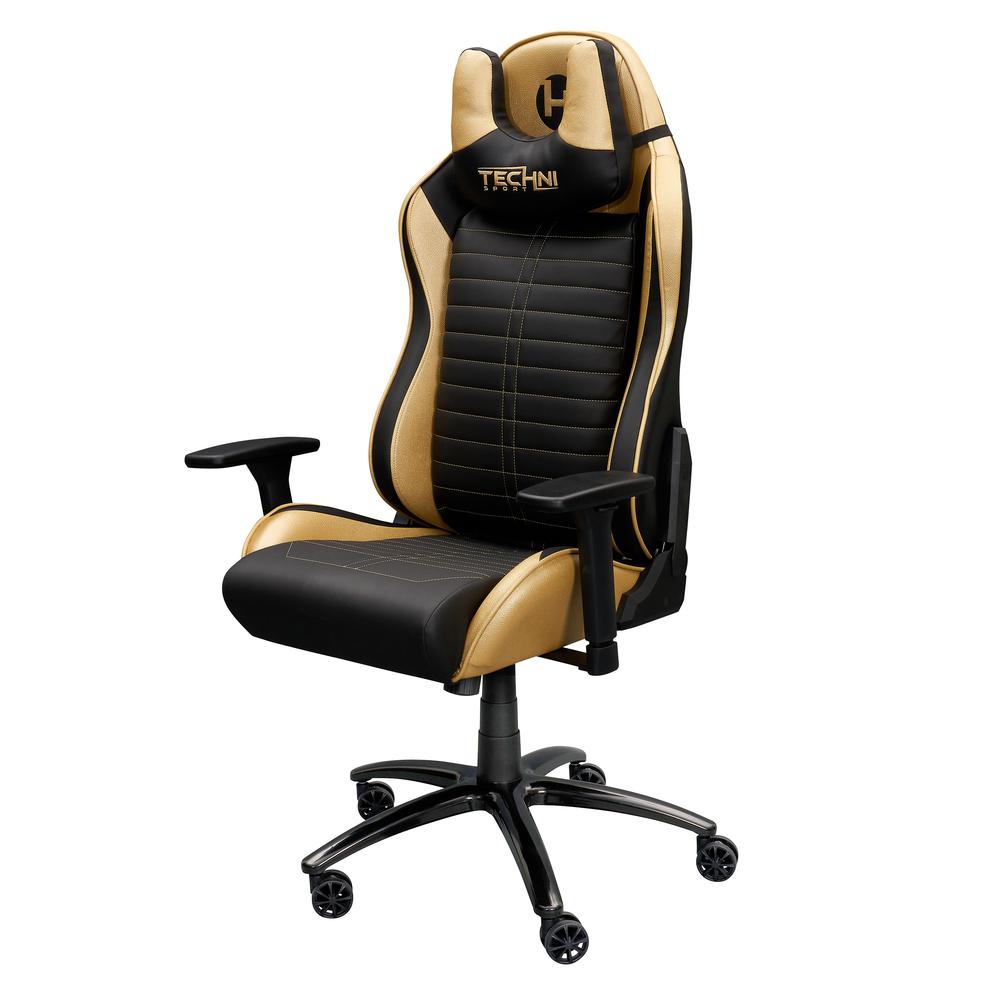 Ergonomic Racing Style Gaming  Chair - Golden. Picture 2