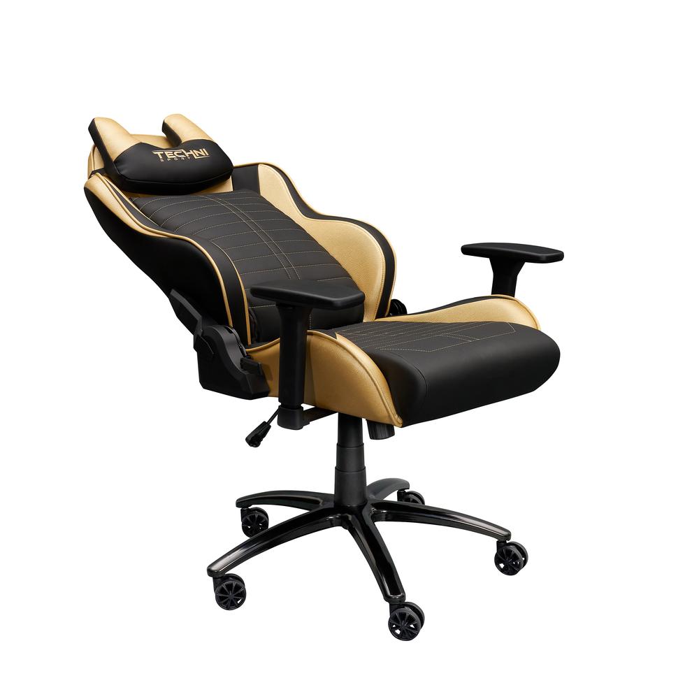 Ergonomic Racing Style Gaming  Chair - Golden. Picture 5