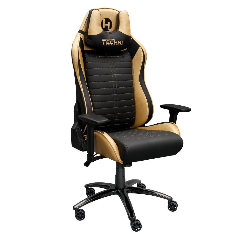 Ergonomic Racing Style Gaming  Chair - Golden. Picture 11