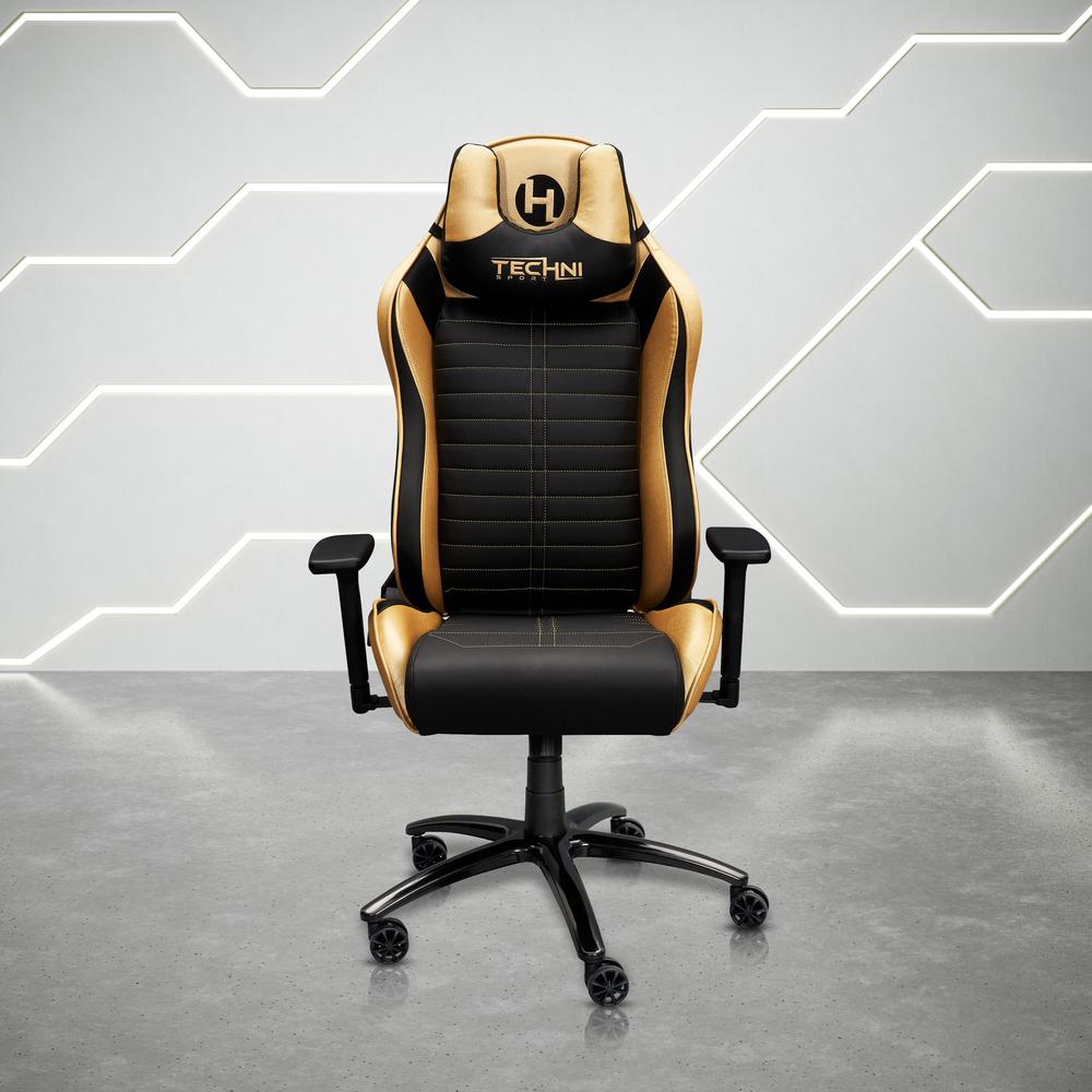 Ergonomic Racing Style Gaming  Chair - Golden. Picture 14