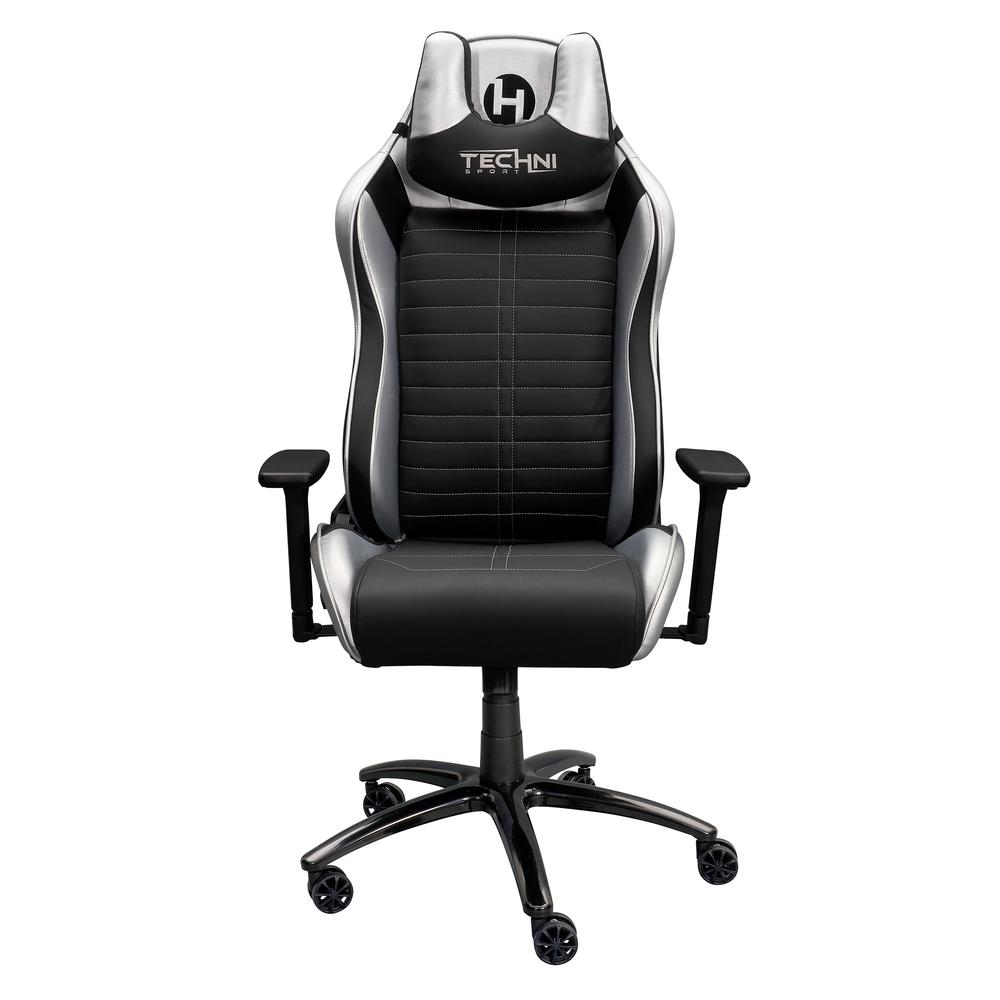 Ergonomic Racing Style Gaming  Chair - Silver. Picture 1