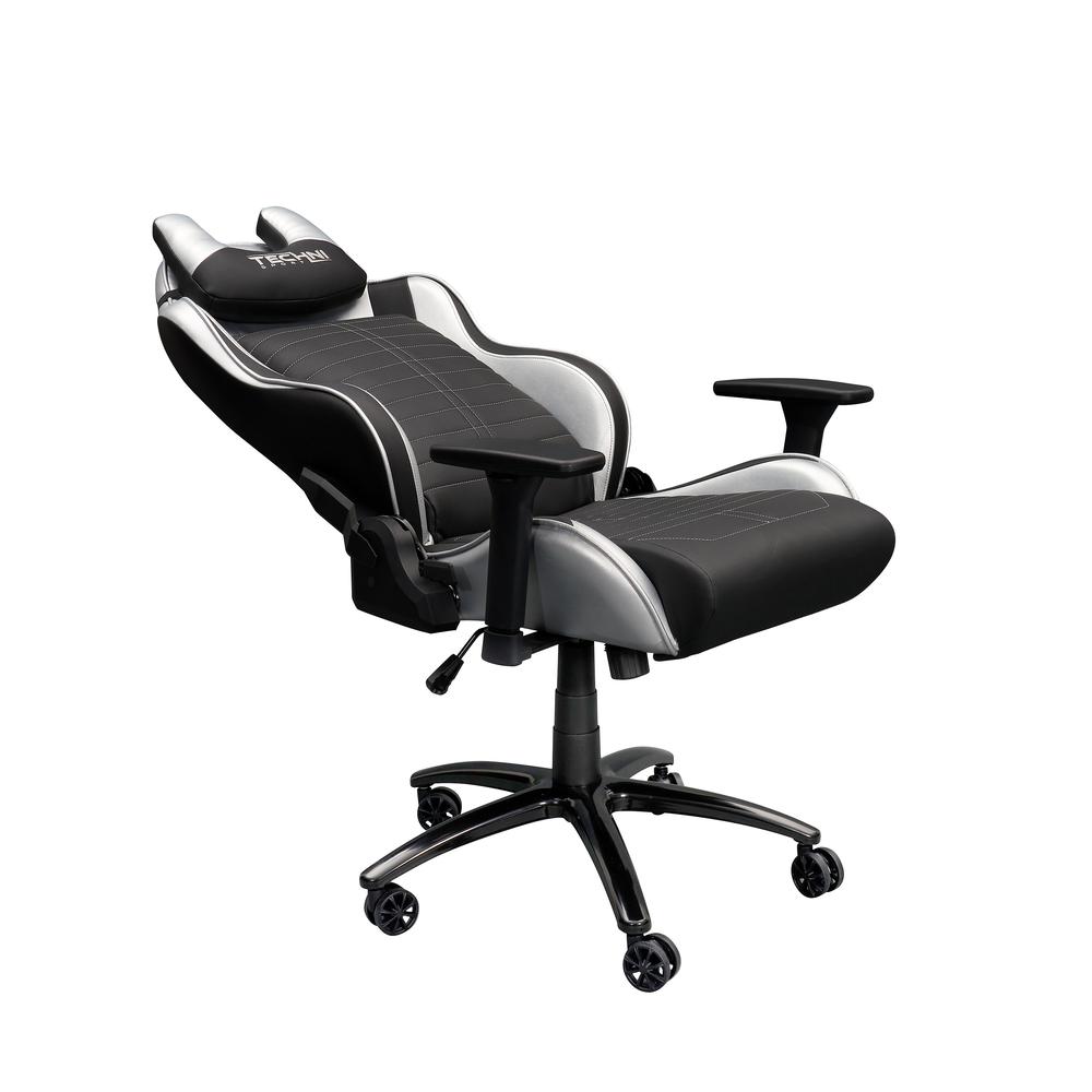 Ergonomic Racing Style Gaming  Chair - Silver. Picture 5