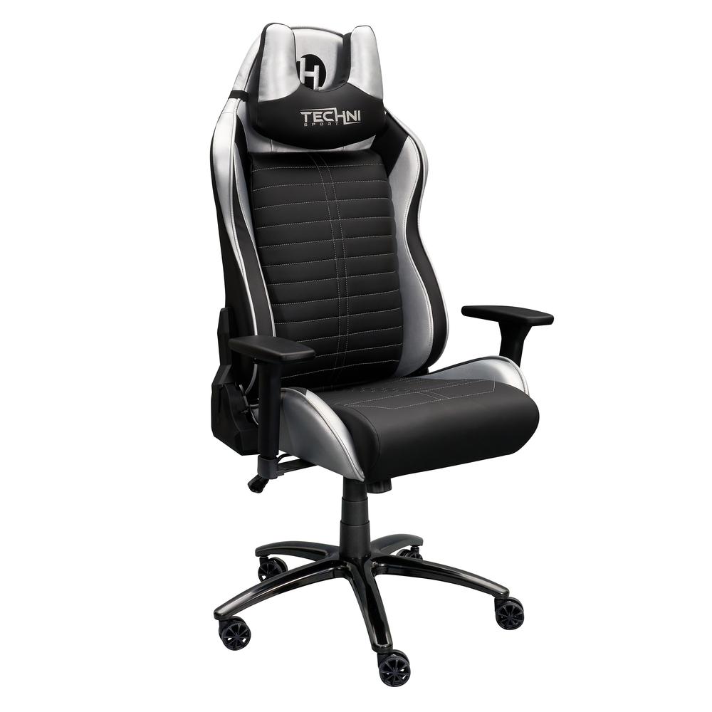 Ergonomic Racing Style Gaming  Chair - Silver. Picture 11