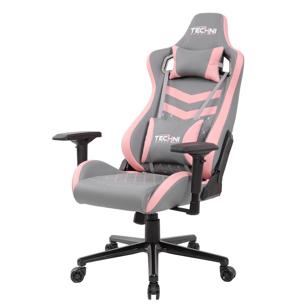 grey and pink gaming chair