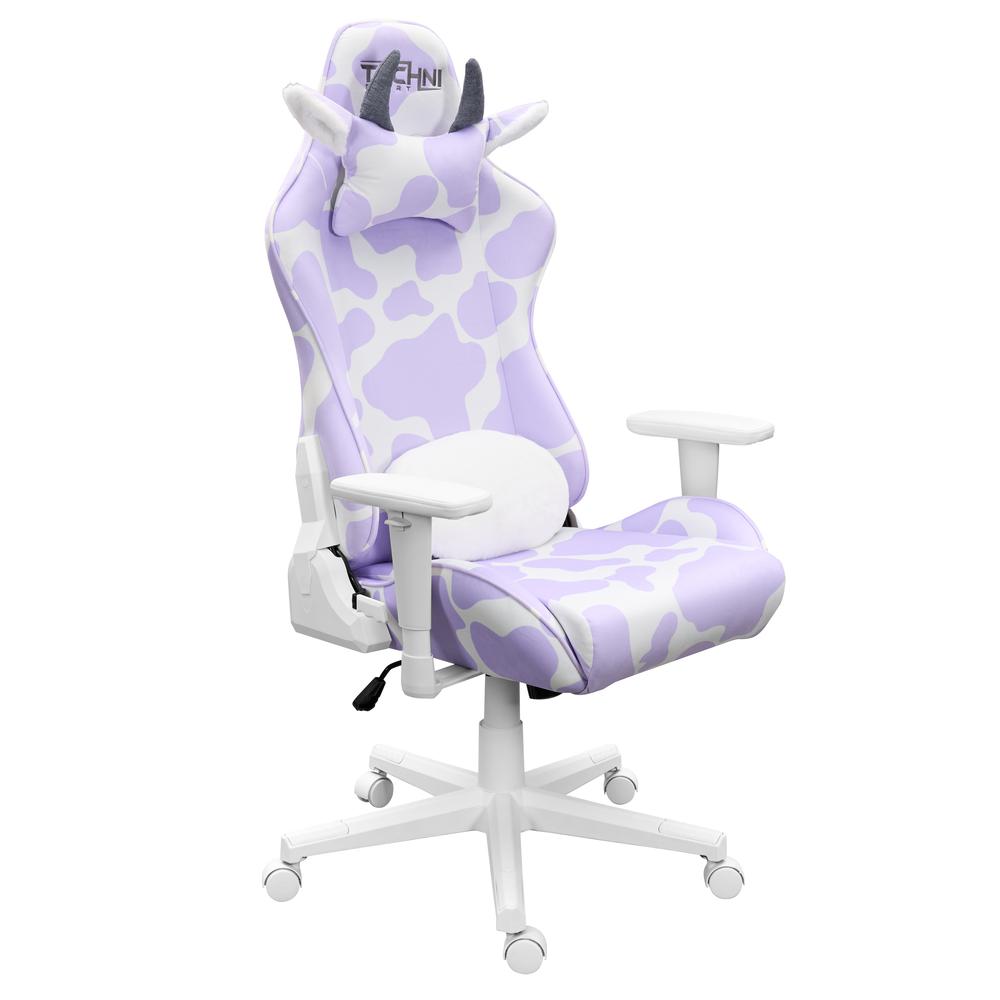 TS85 Lavender Print COW Series Gaming Chair. Picture 2