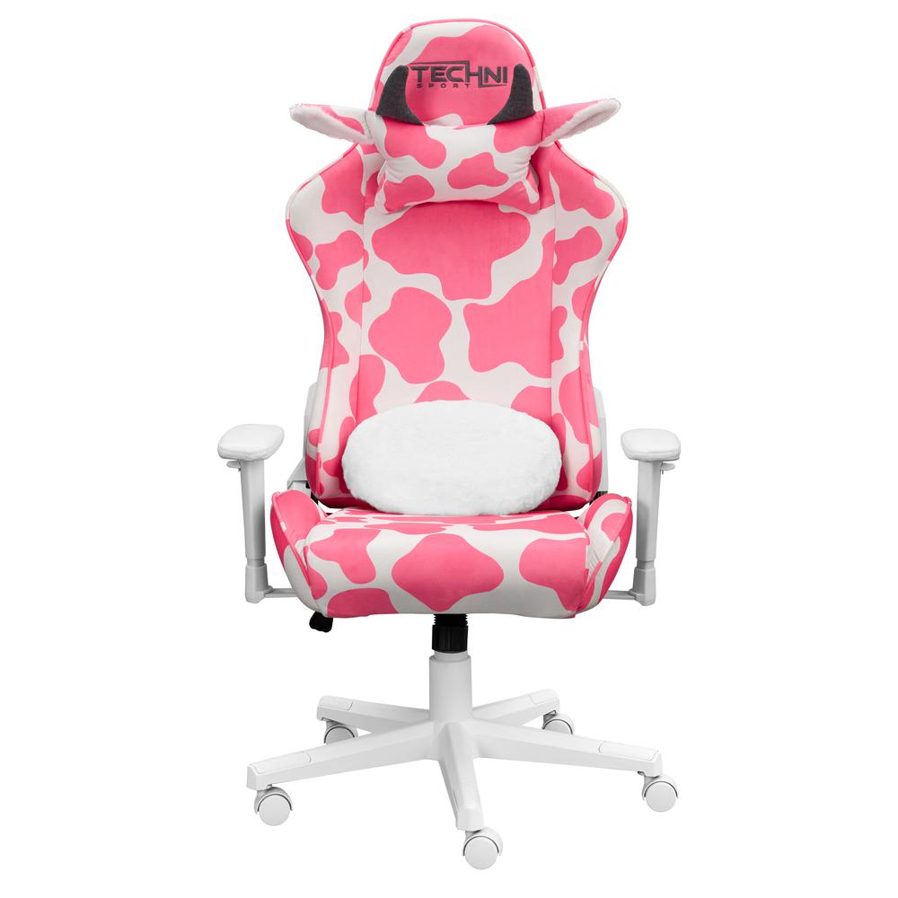 Techni Sports Pink COW Series Gaming Chair. Picture 1