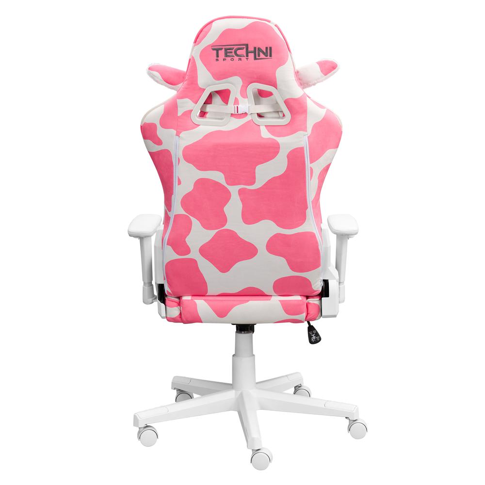 Techni Sports Pink COW Series Gaming Chair. Picture 4