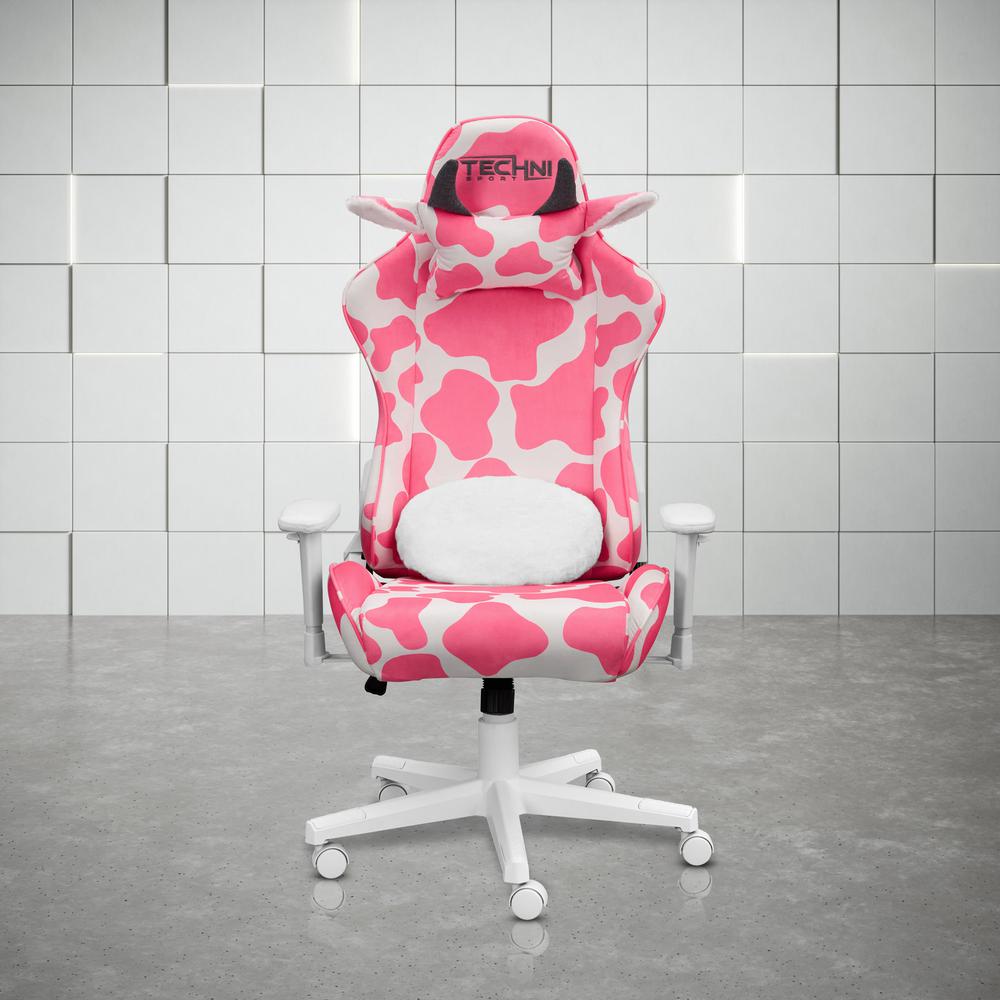 Techni Sports Pink COW Series Gaming Chair. Picture 5