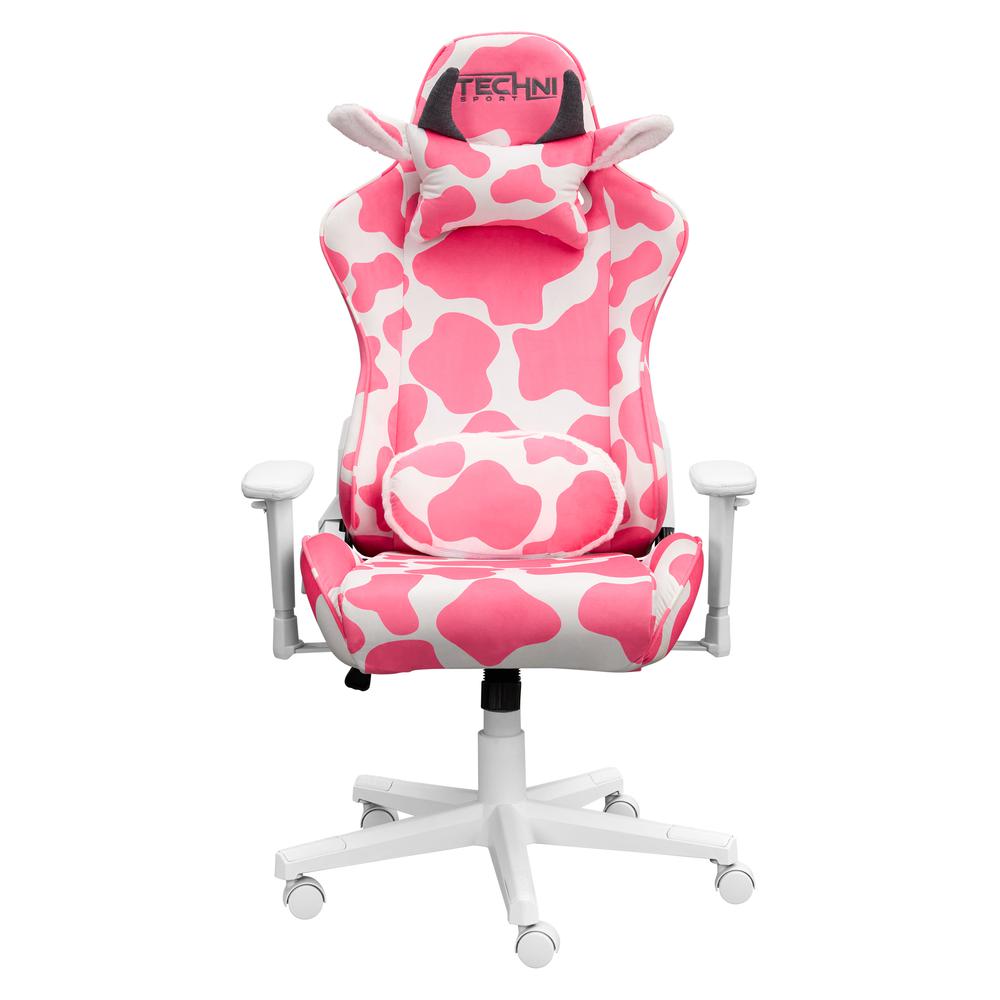 Techni Sports Pink COW Series Gaming Chair. Picture 8