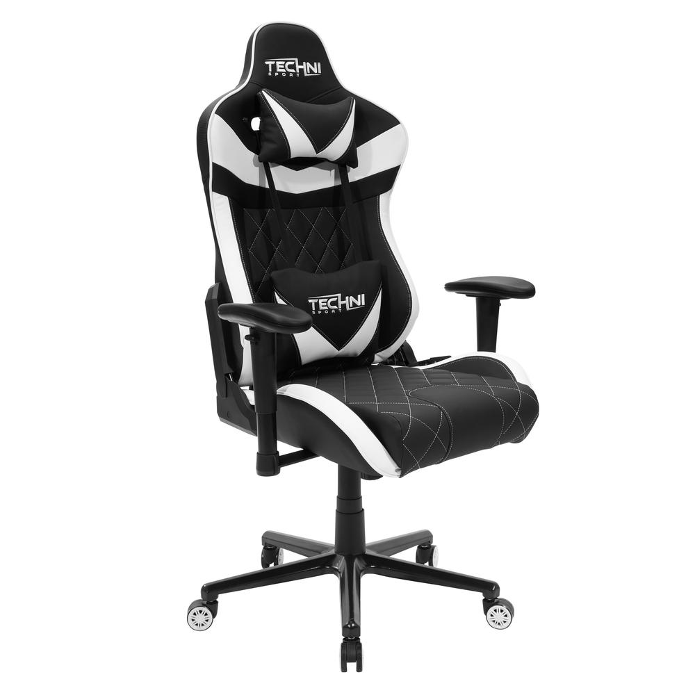 Ergonomic, High Back, Racer Style, Video Gaming Chair, White. The main picture.