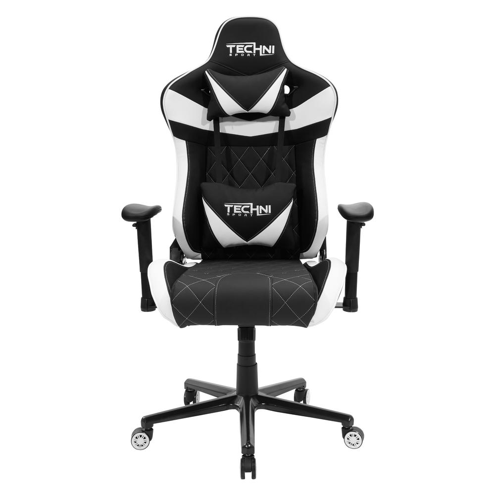 Ergonomic, High Back, Racer Style, Video Gaming Chair, White. Picture 4