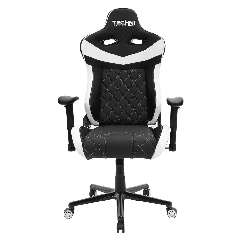 Ergonomic, High Back, Racer Style, Video Gaming Chair, White. Picture 11
