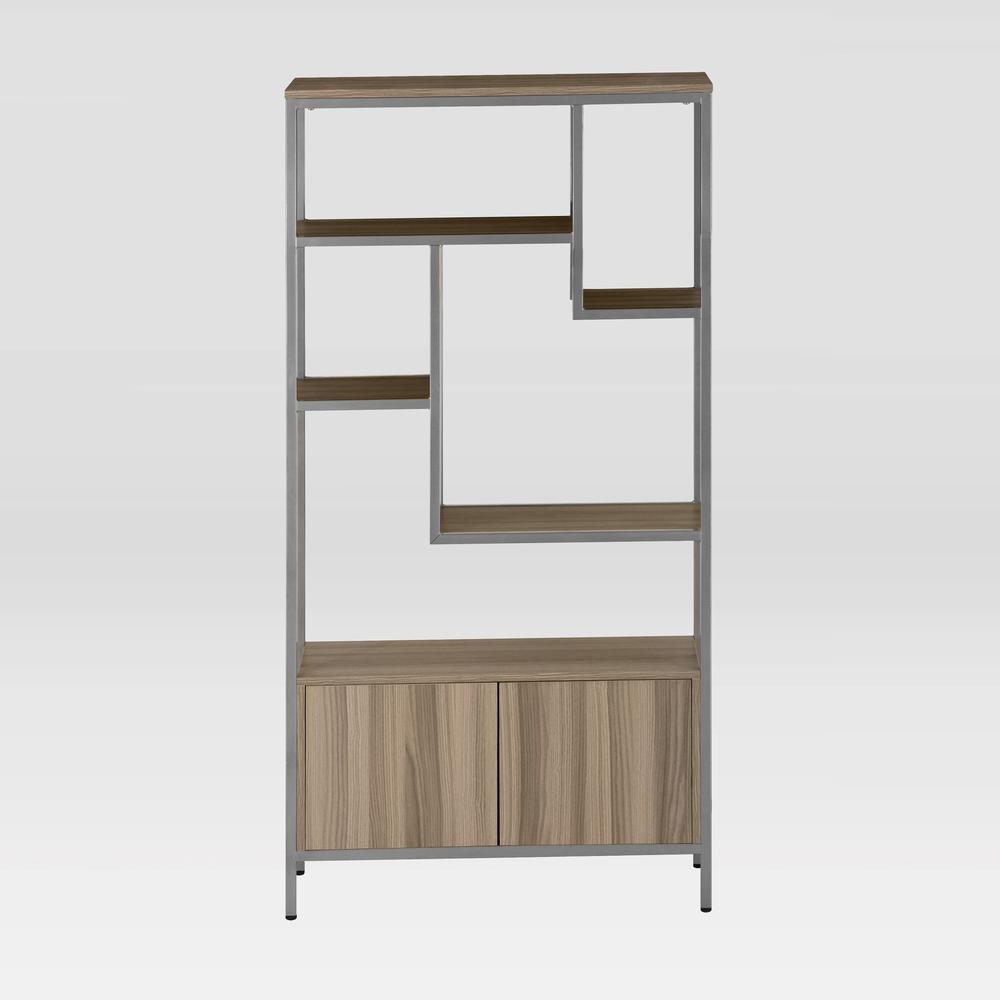 Techni Mobili Oak Storage Rack with  door cabinet. Picture 28