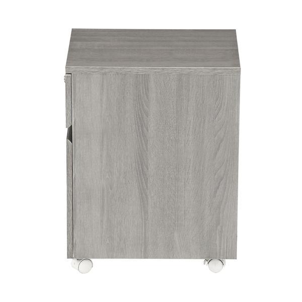 Rolling two Drawer Vertical Filing Cabinet with Lock and Storage, Grey. Picture 3