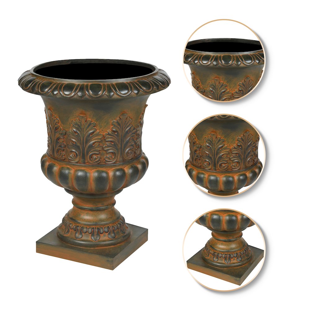 Weathered Brown Decorative MgO Urn Planter. Picture 6