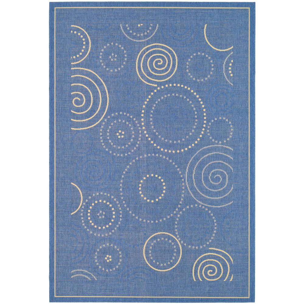 COURTYARD, BLUE / NATURAL, 6'-7" X 6'-7" Round, Area Rug, CY1906-3103-7R. Picture 1