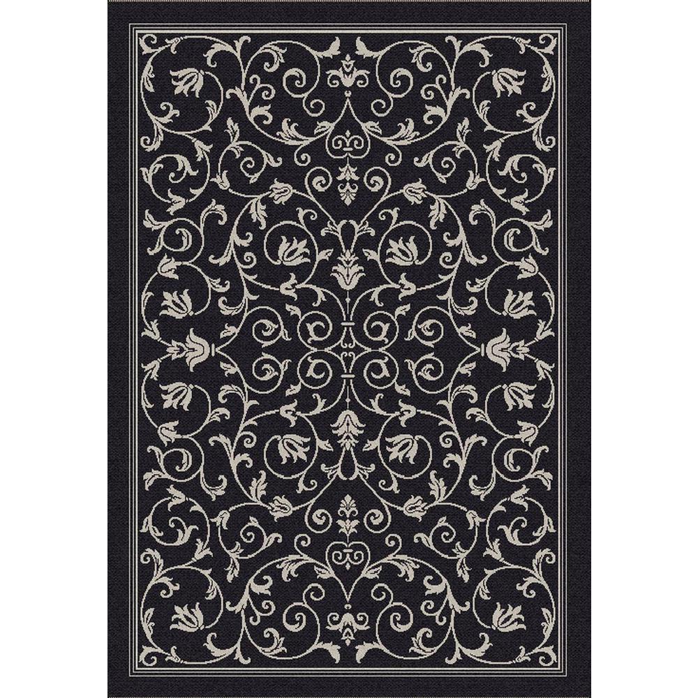COURTYARD, BLACK / SAND, 6'-7" X 6'-7" Round, Area Rug, CY2098-3908-7R. Picture 1