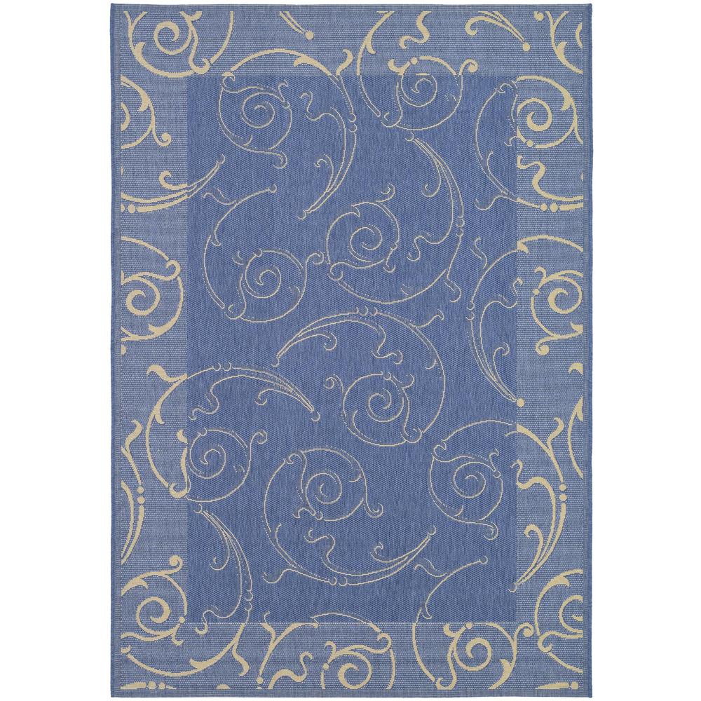COURTYARD, BLUE / NATURAL, 6'-7" X 6'-7" Round, Area Rug, CY2665-3103-7R. Picture 1