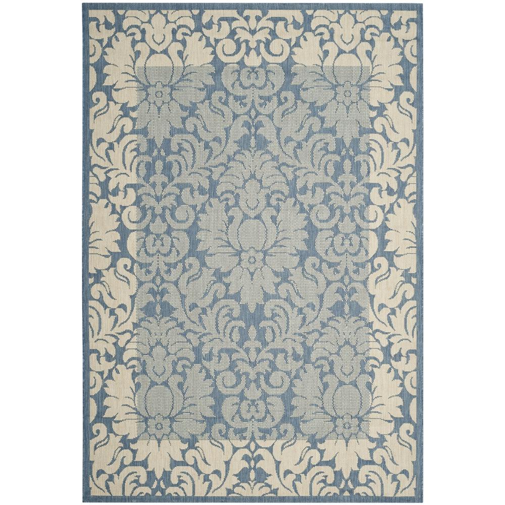 COURTYARD, BLUE / NATURAL, 6'-7" X 6'-7" Round, Area Rug, CY2727-3103-7R. Picture 1
