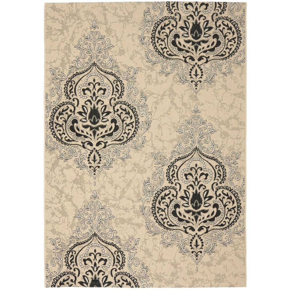 COURTYARD, CREME / BLACK, 7'-10" X 7'-10" Square, Area Rug. Picture 1