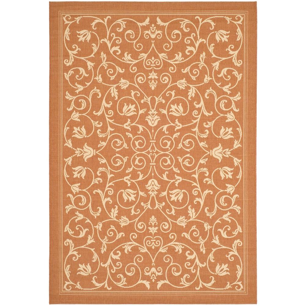 COURTYARD, TERRACOTTA / NATURAL, 7'-10" X 7'-10" Round, Area Rug, CY2098-3202-8R. Picture 1