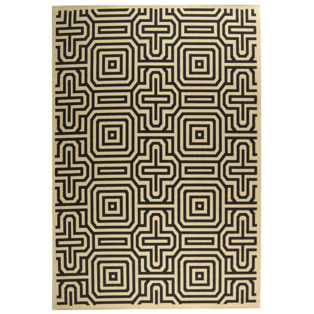 COURTYARD, SAND / BLACK, 7'-10" X 7'-10" Square, Area Rug, CY2962-3901-8SQ. Picture 1