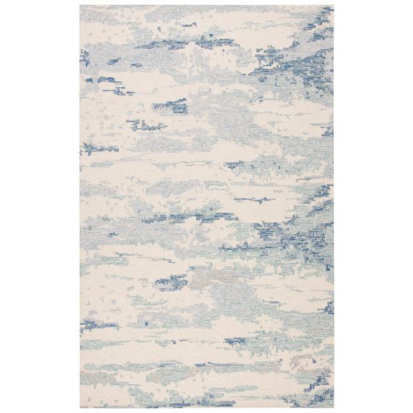 Abstract, IVORY / BLUE, 4' X 6', Area Rug, ABT465A-4. Picture 1