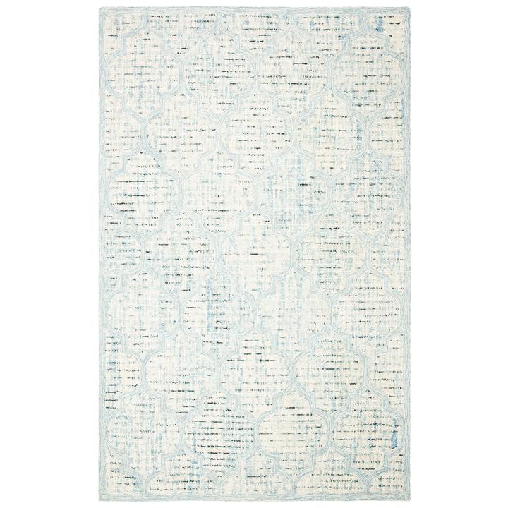 Abstract, IVORY / TURQUOISE, 4' X 6', Area Rug. Picture 1