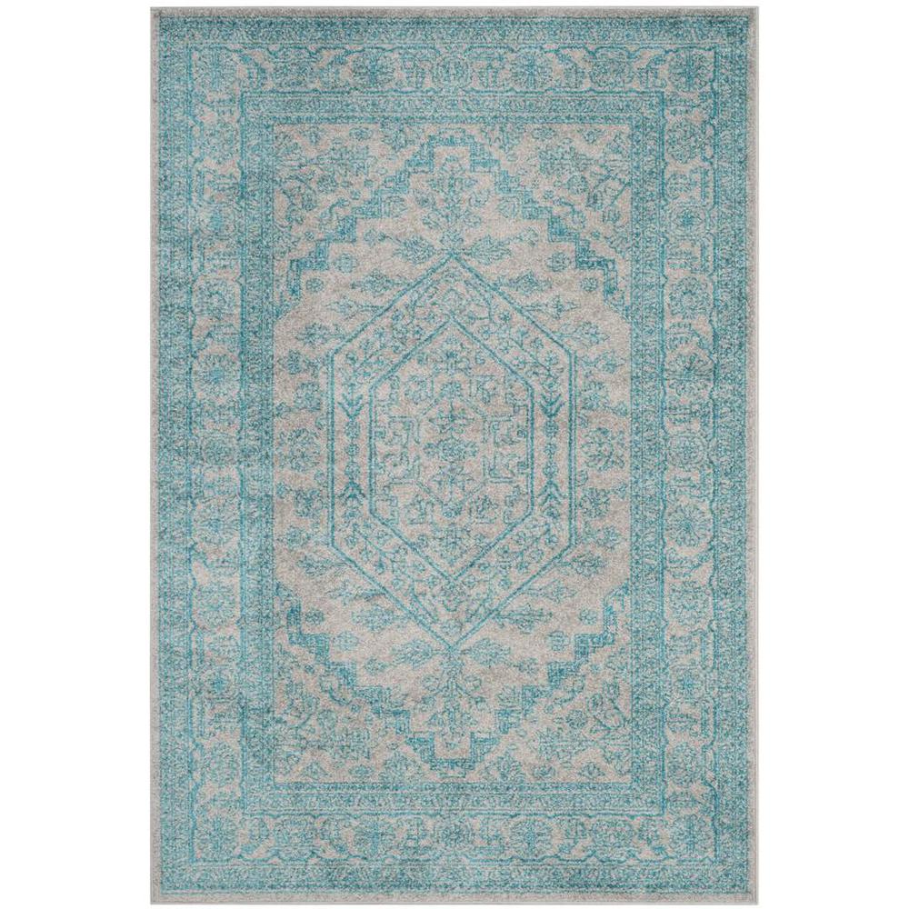 Adirondack, LIGHT GREY / TEAL, 5'-1" X 7'-6", Area Rug. Picture 1