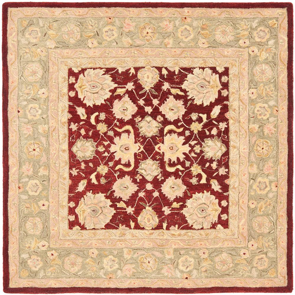 ANATOLIA, RED / MOSS, 8' X 8' Square, Area Rug. The main picture.